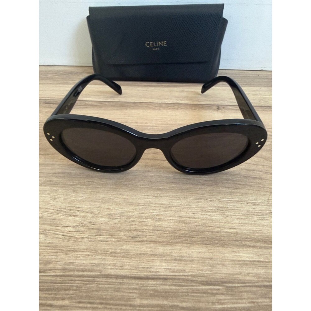 Celine Black Oval Cat-Eye Women's Sunglasses - Picture 4 of 6